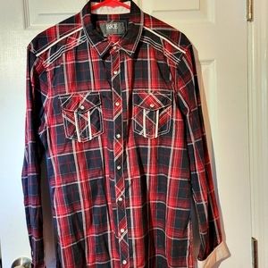 BKE mens button down plaid shirt large